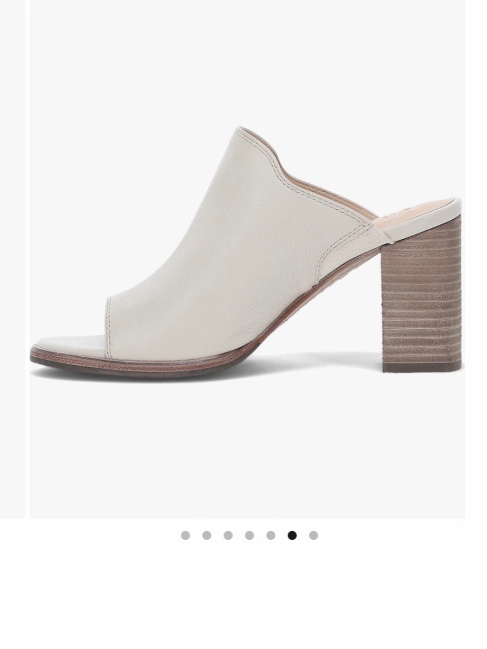 Frye Stella Leather Block Wooden Heeled Mule Ivory SZ 9.5